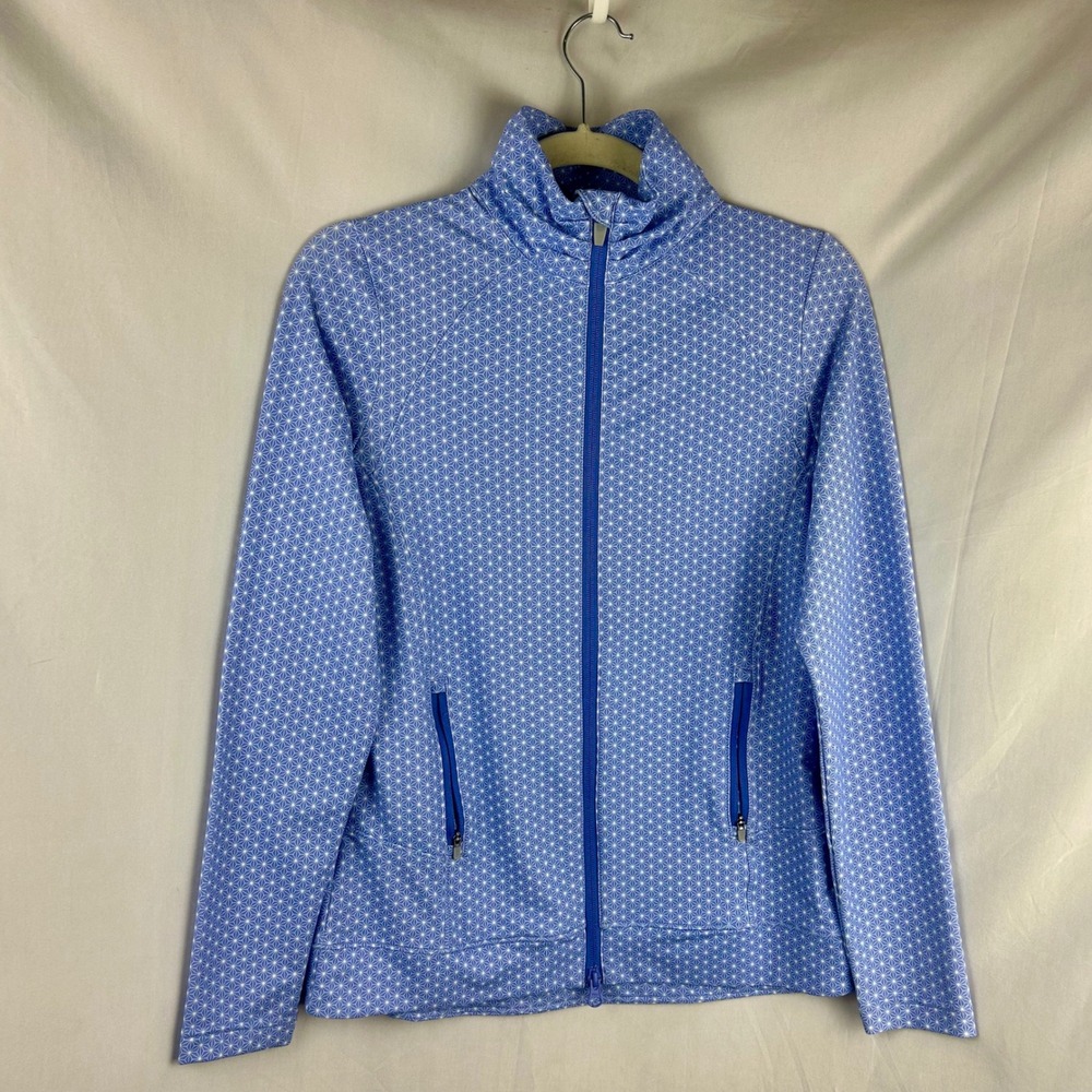 Peter Millar Crown Sport Purple Geometric Performance Full Zip Jacket Womens S - Picture 2 of 8